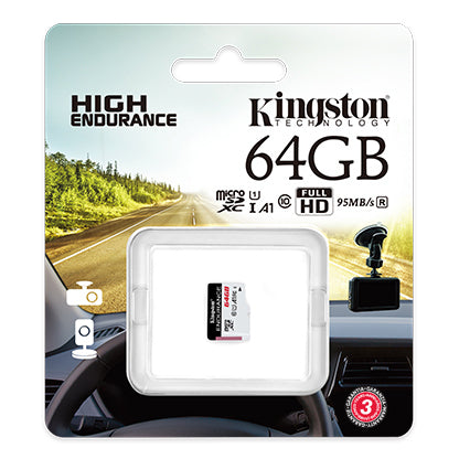 Kingston Endurance microSDXC Memory Card, 64Gb, Class 10 / UHS-1 U1 SDCE/64GB