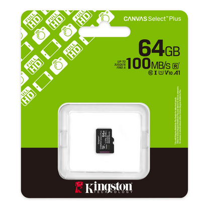 Kingston Canvas Select Plus Android A1 microSDXC Memory Card, 64Gb, Class 10 / UHS-1 U1 SDCS3/64GBSP