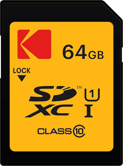 Kodak SDXC Memory Card, 64Gb, Class 10 / UHS-1 U1 EKMSD64GXC10K