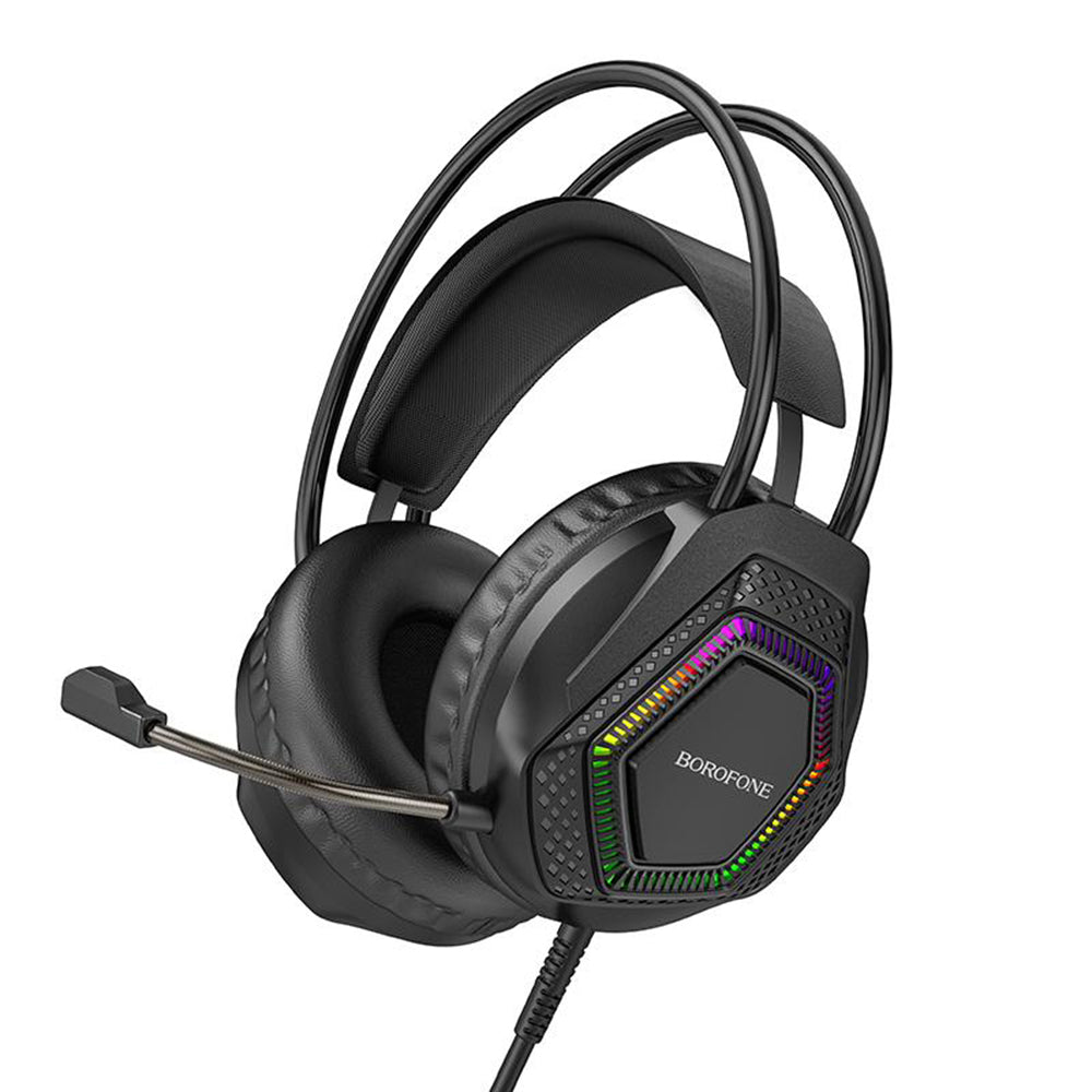 Borofone BO105 Thunder 3.5mm Gaming Headphones, RGB, 2m, Black