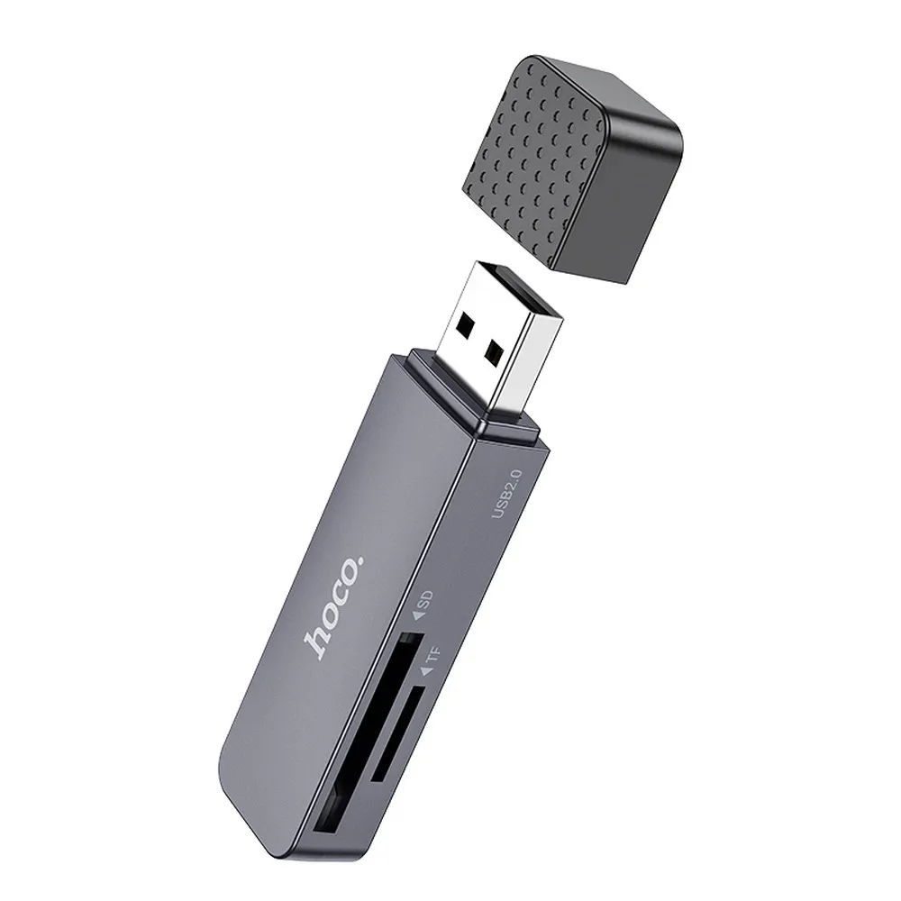 USB 3.0 HOCO HB45 Card Reader, SD - microSD, Gray
