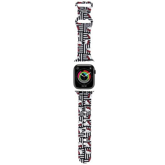 Hello Kitty Silicone Kitty Heads & Stripes Strap for Apple Watch 42mm / 41mm / 40mm / 38mm Series, Black