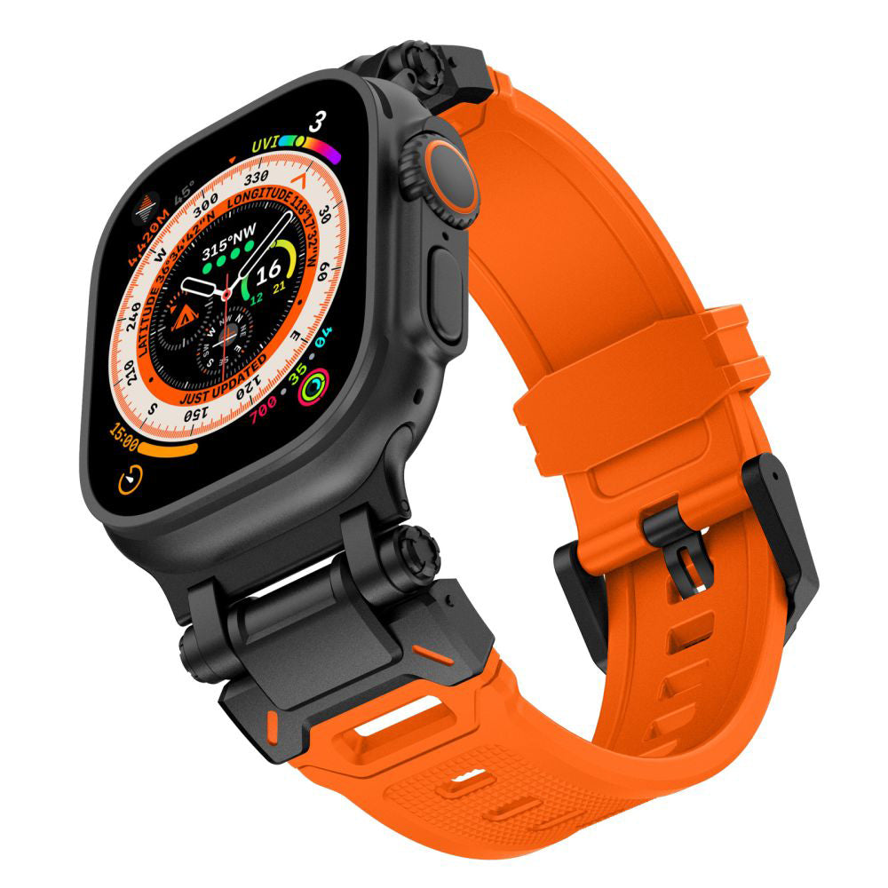 Techsuit W064 Strap for Apple Watch 49mm / 46mm / 45mm / 44mm / 42mm Series, Black Orange