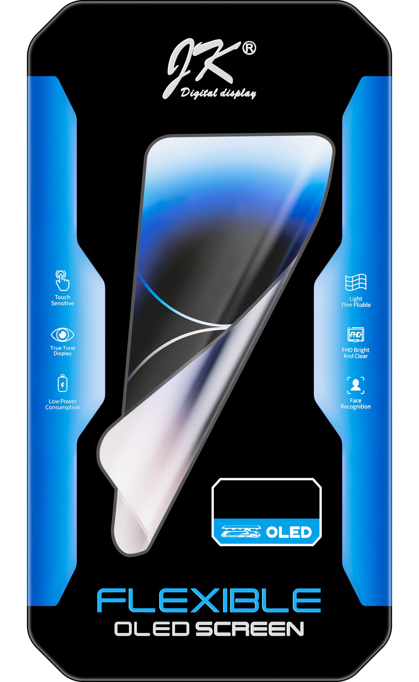 JK Touchscreen Display for Apple iPhone 13, with Frame, Movable IC OLED Version, Black
