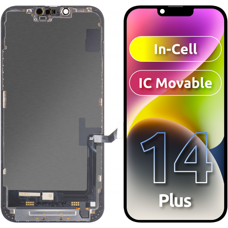 JK Touchscreen Display for Apple iPhone 14 Plus, with Frame, Movable IC In-Cell LCD Version, Black