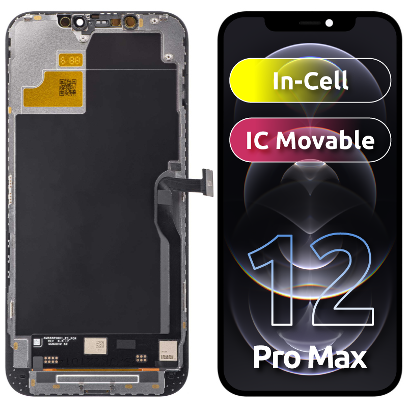 JK Touchscreen Display for Apple iPhone 12 Pro Max, with Frame, Movable IC In-Cell LCD Version, Black