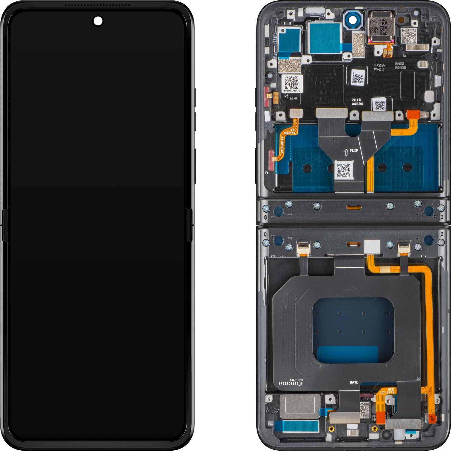 Motorola Razr 2024 / Razr 50 Display with Touchscreen, Frame, Sub Inner, Gray (Steel Wool), Service Pack 5D68C24806