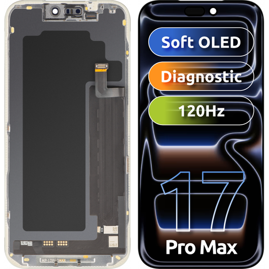 MP Touchscreen Display compatible with Apple iPhone 17 Pro Max, with Frame, OLED FHD Diagnostic Soft Version, Black
