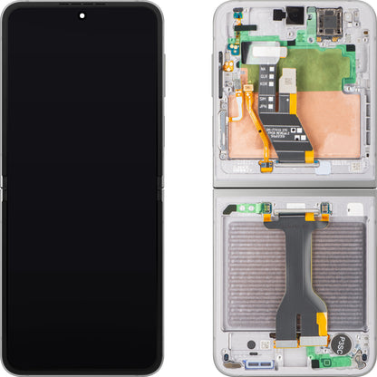 Samsung Galaxy Z Flip6 F741 Display with Touchscreen, Frame, Under Inner, Silver (Silver Shadow), Service Pack GH82-35013A