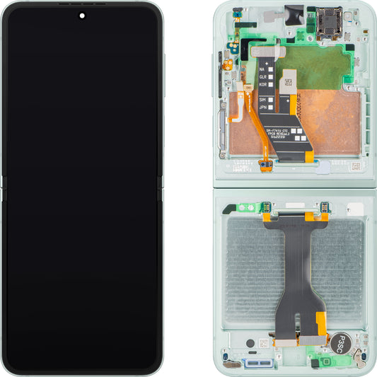 Samsung Galaxy Z Flip6 F741 Display with Touchscreen, Frame, Under Inner, Mint Green, Service Pack GH82-35014D