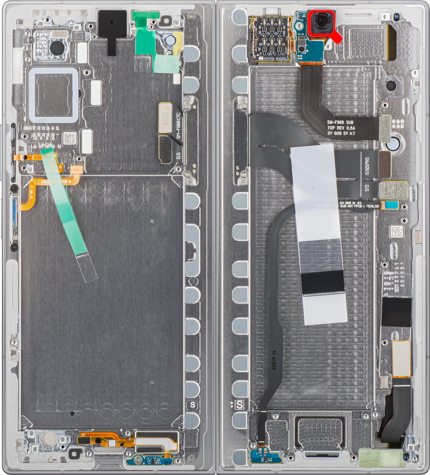 Samsung Galaxy Z Fold7 F966 Touchscreen Display, with Frame, Sub Inner, Silver (Silver Shadow), Service Pack GH82-37548A