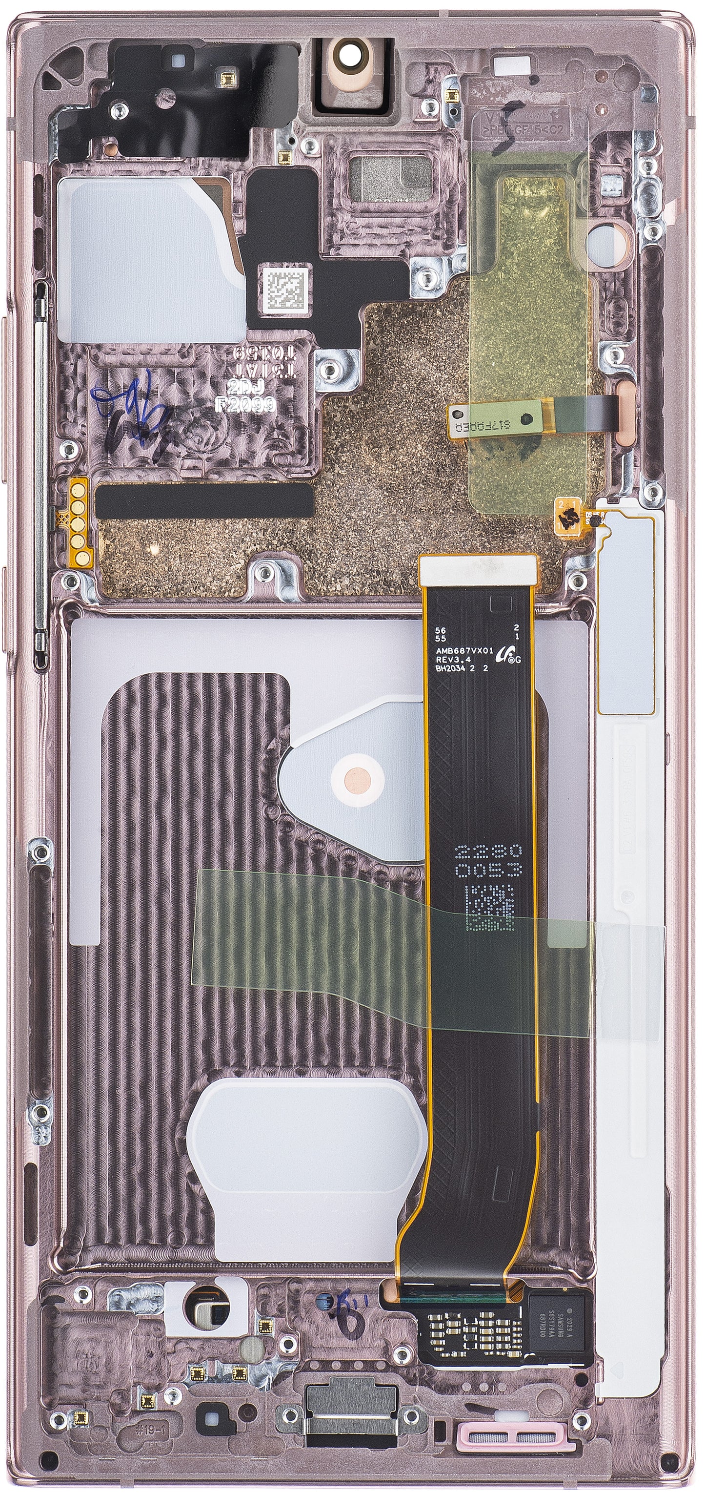 Samsung Galaxy Galaxy Note 20 Ultra 5G N986 / Note 20 Ultra N985 Touchscreen Display with Frame, Mystic Bronze, Service Pack GH82-31453D 