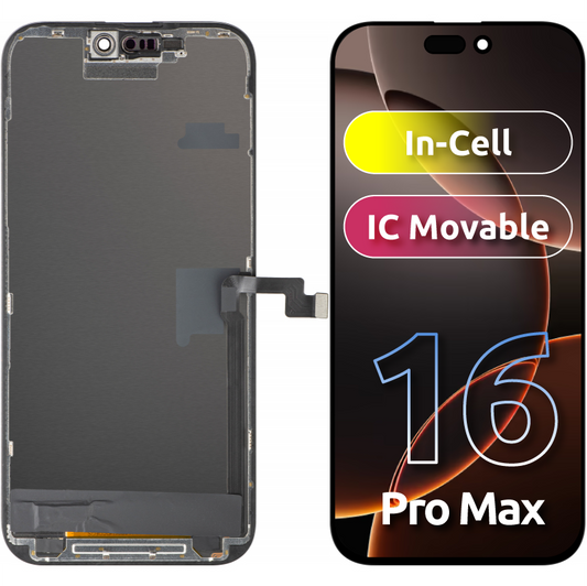 ZY Touchscreen Display for Apple iPhone 16 Pro Max, with Frame, Movable In-Cell IC LCD Version, Black