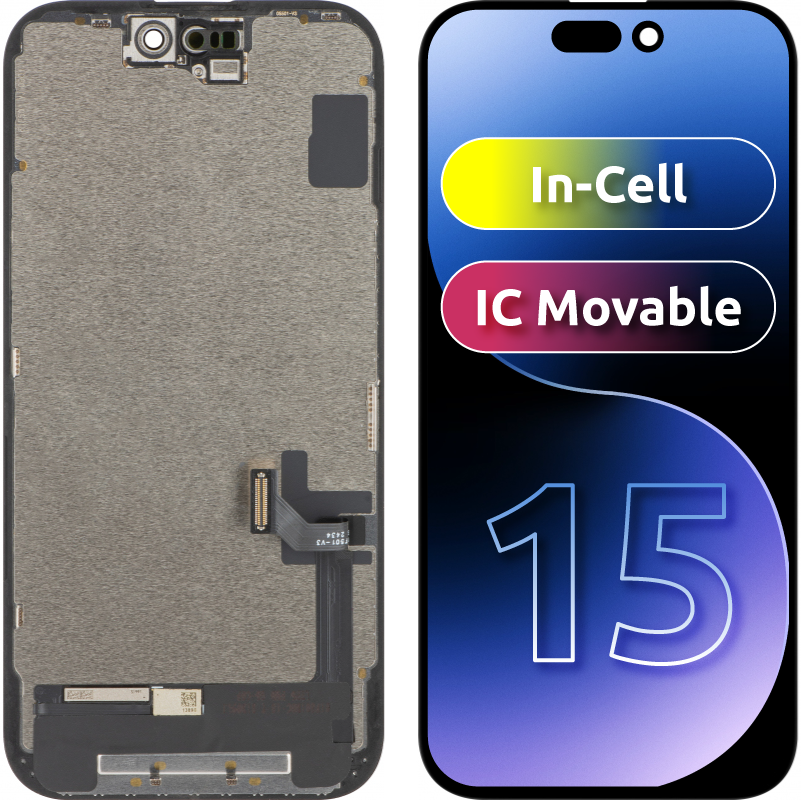 ZY Touchscreen Display for Apple iPhone 15, with Frame, LCD In-Cell IC Movable, Black 