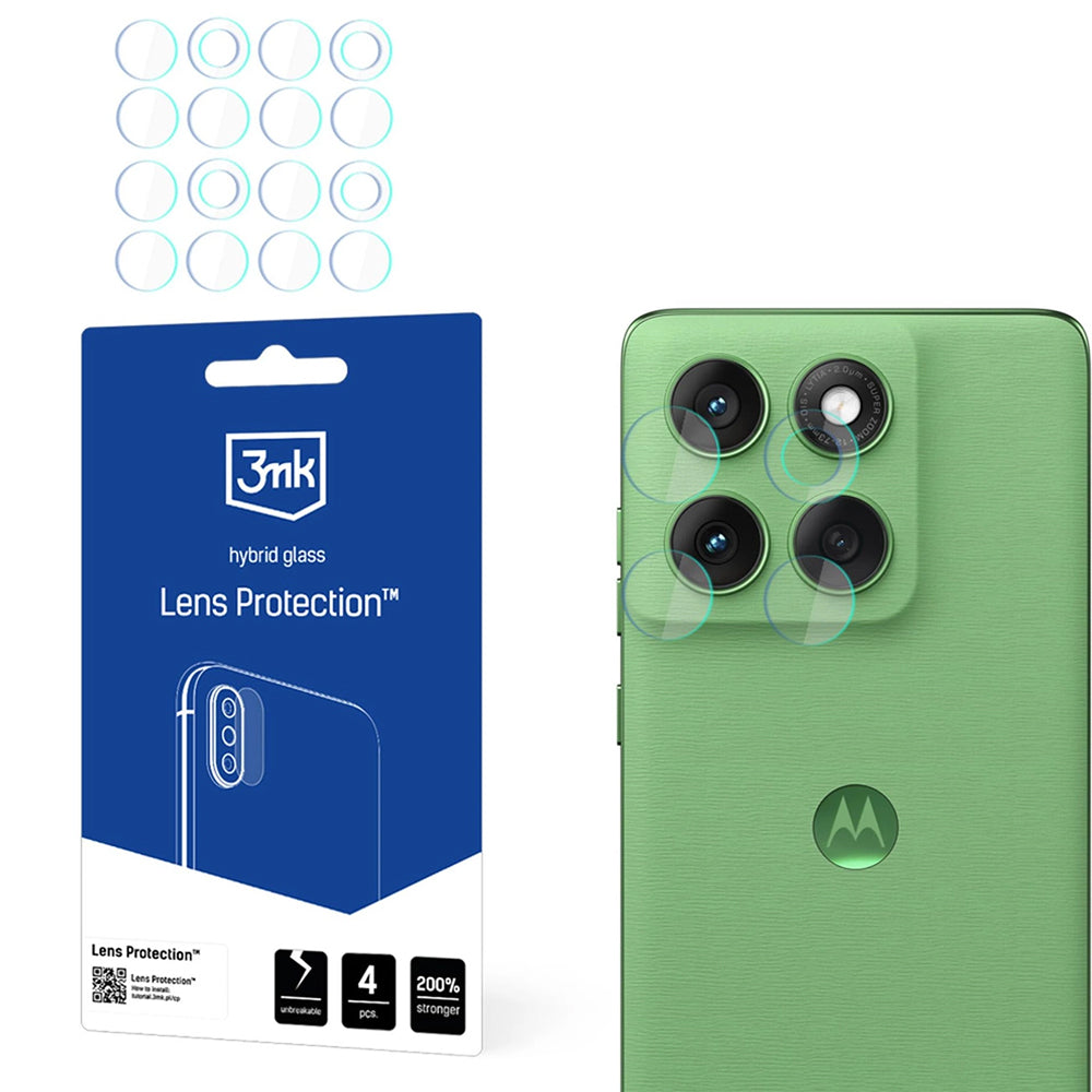 3MK Protection Rear Camera Protective Film for Motorola Edge 60, Flexible Glass, Set of 4 Pieces, Transparent