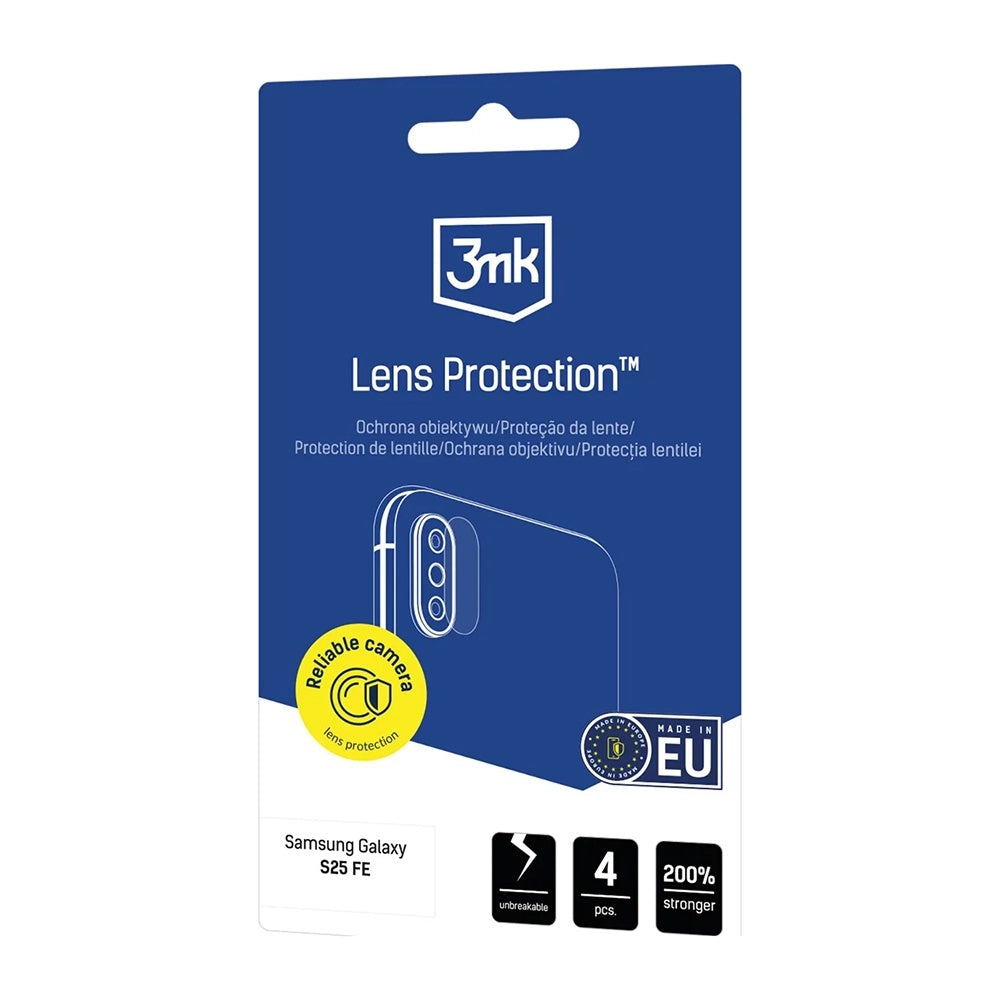 Rear Camera Protection Film 3MK Protection for Samsung Galaxy S25 FE, Tempered Glass, Set of 4 pieces, Transparent