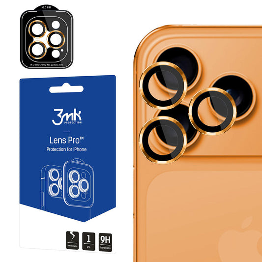 Rear Camera Protection Film 3MK Protection Pro for Apple iPhone 17 Pro Max / 17 Pro, Tempered Glass, Orange