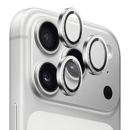 Blueo Glitter Diamond Metal Frame Rear Camera Protection Film for Apple iPhone 17 Pro Max / 17 Pro, Tempered Glass, Silver