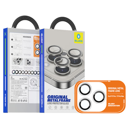 Blueo Glitter Diamond Metal Frame Rear Camera Protection Film for Apple iPhone 17 Pro Max / 17 Pro, Tempered Glass, Silver