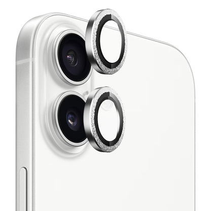 Blueo Glitter Diamond Metal Frame Rear Camera Protection Film for Apple iPhone 17, Tempered Glass, Silver