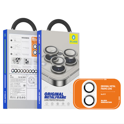 Blueo Glitter Diamond Metal Frame Rear Camera Protection Film for Apple iPhone 17, Tempered Glass, Silver