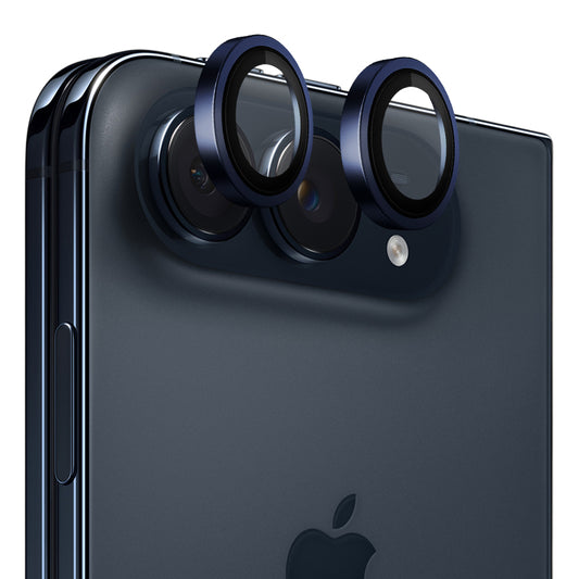 Blueo Metal Frame Rear Camera Protector for Apple iPhone Duo, Tempered Glass, Blue