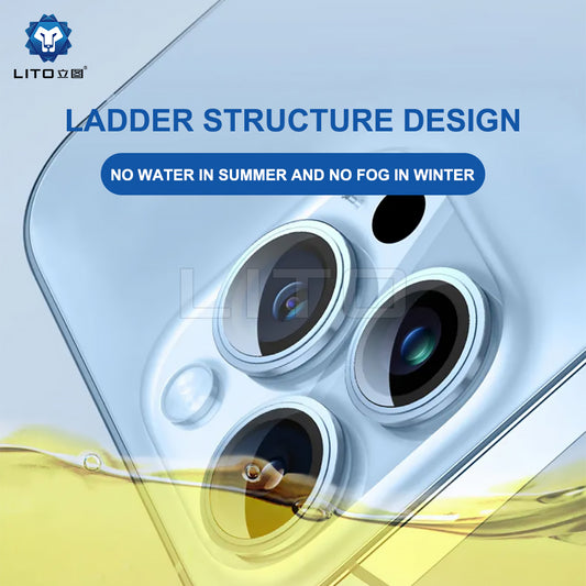 Lito S+ Rear Camera Protective Film for Apple iPhone 15 Pro Max / 15 Pro, Tempered Glass, Metallic Gray
