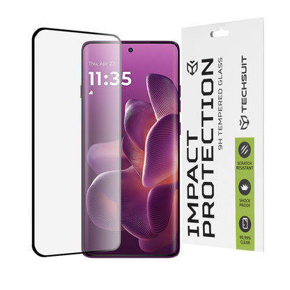 Techsuit Screen Protector for Motorola Edge 60 Pro, Tempered Glass, Full Glue, 111D, Black