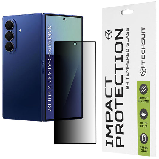 Techsuit Exterior Screen Privacy Protective Film for Samsung Galaxy Z Fold7 F966, Tempered Glass, Full Glue, 111D