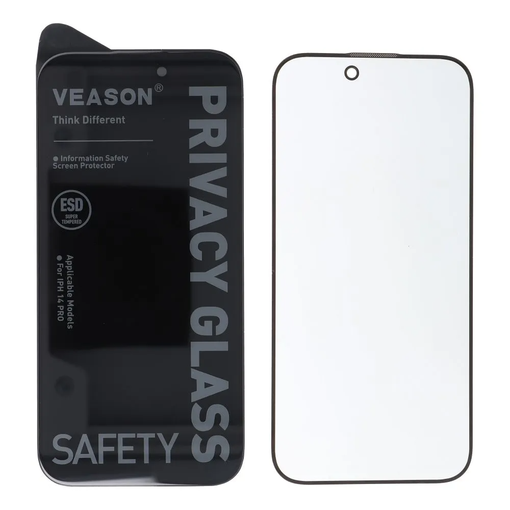 Veason Privacy Screen Protector for Apple iPhone 14 Pro Max, Tempered Glass, Full Glue, 6D