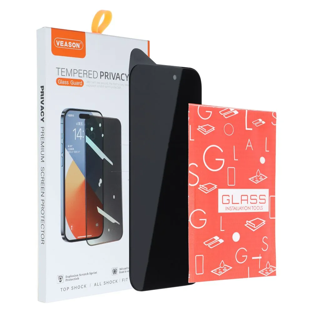 Veason Privacy Screen Protector for Apple iPhone 18 Pro Max / 17 Pro Max, Tempered Glass, Full Glue, 6D
