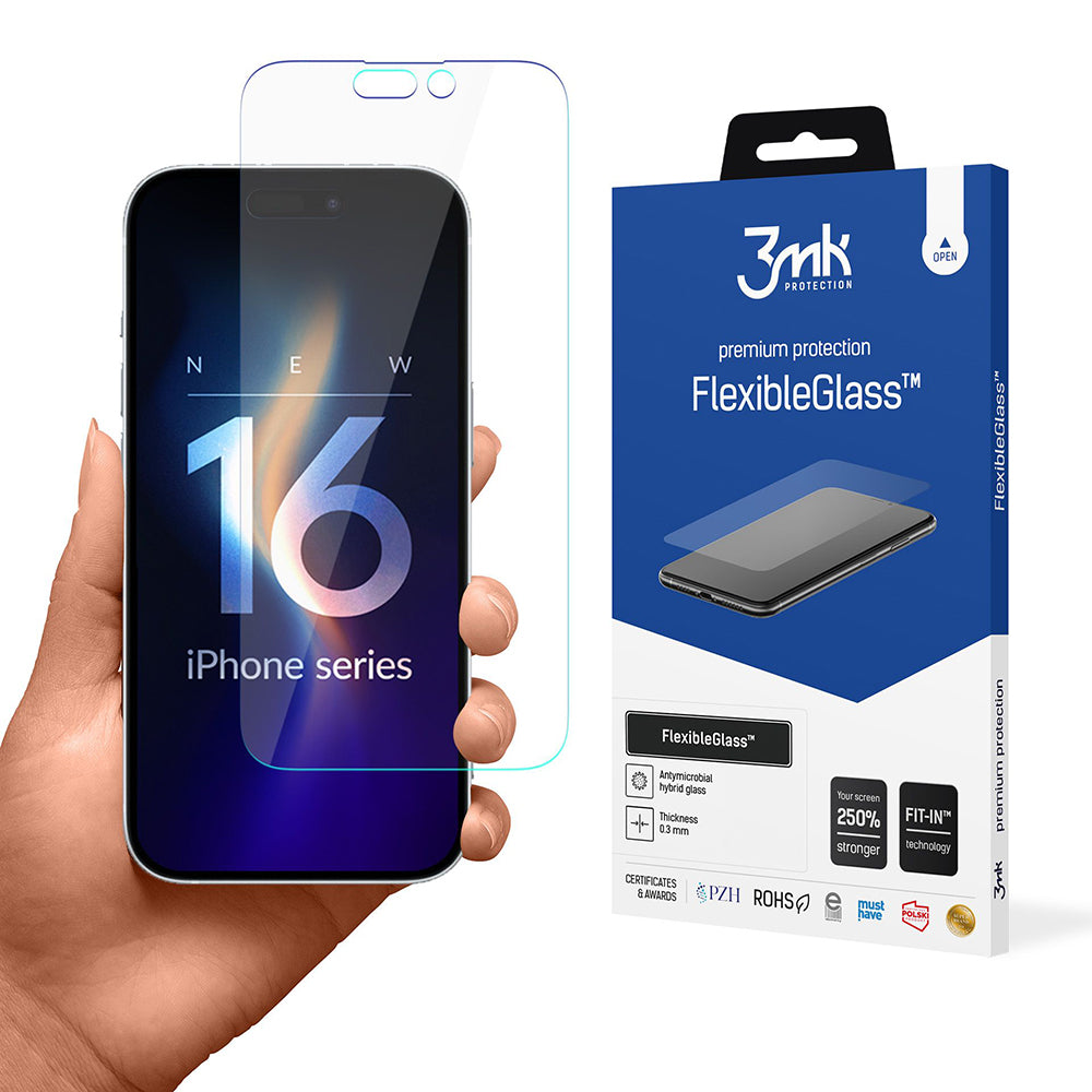 3MK FlexibleGlass Screen Protector for Apple iPhone 16 Pro, Flexible Glass, Full Glue