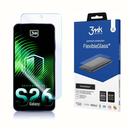 3MK FlexibleGlass Screen Protector for Samsung Galaxy S26 S942, Flexible Glass, Full Glue, Transparent