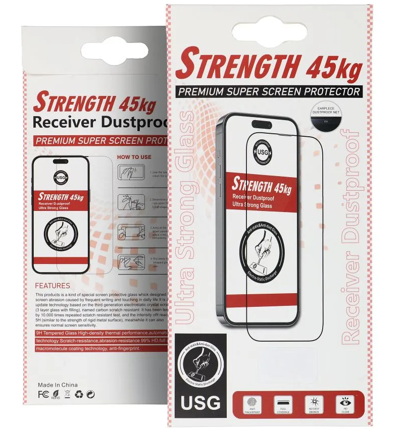OEM Ultra Strong 45KG Screen Protector for Apple iPhone 14 Pro Max, Tempered Glass, Full Glue, 2.5D, Black
