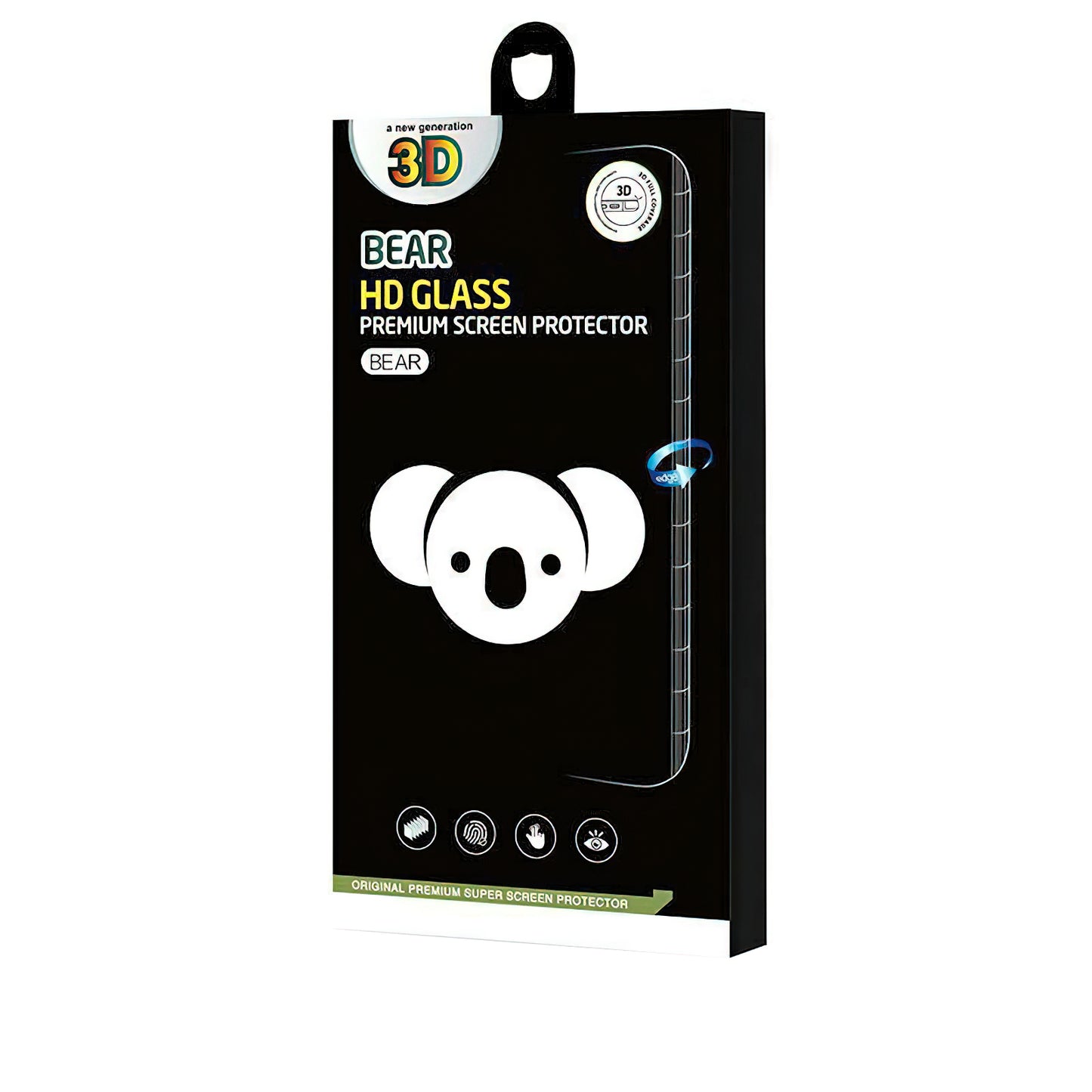 Bear HD Screen Protector Film for Apple iPhone 17e / 16e / 14 / 13 Pro, Tempered Glass, Full Glue, Black