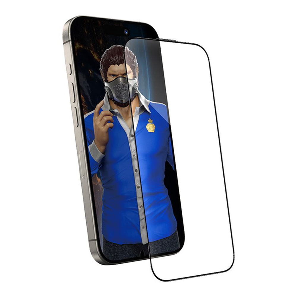 Blueo Anti-Dust HD Screen Protector for Apple iPhone 16 / 15, Tempered Glass, Full Glue, Black