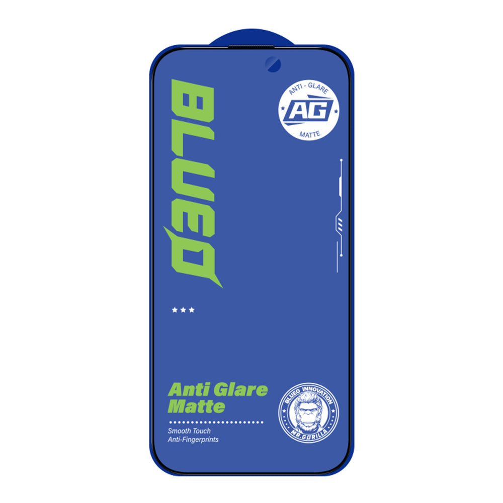 Blueo Anti-Glare Screen Protector Film for Apple iPhone 15 Pro, Tempered Glass, Full Glue, Black