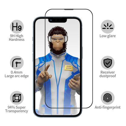 Blueo Anti-Reflective HD Screen Protector Film Applicator Pro for Apple iPhone 15 Pro, Tempered Glass, Full Glue, Black