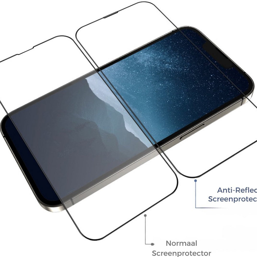 Blueo Anti-Reflective HD Screen Protector Film for Apple iPhone 15 Pro Max, Tempered Glass, Full Glue, Black