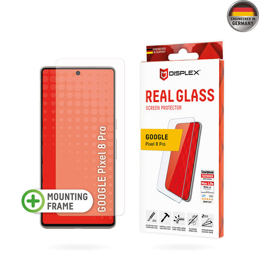 Displex Real Glass Screen Protector for Google Pixel 8 Pro, Tempered Glass, Full Glue, 2D
