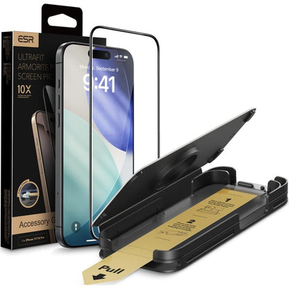 Screen Protection Film ESR UltraFit Armorite Pro for Apple iPhone 17 Pro, Tempered Glass, Full Glue, Black
