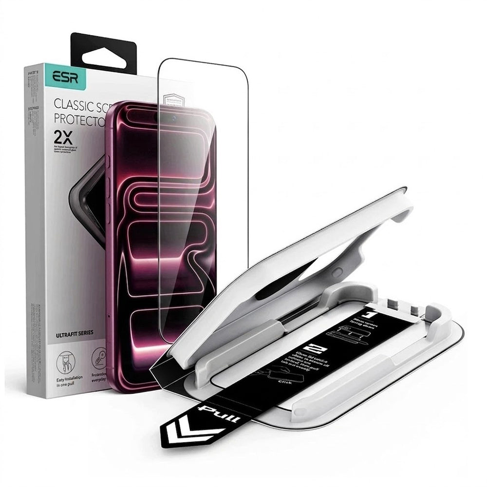 ESR UltraFit Classic Screen Protector for Apple iPhone 18 Pro Max / 17 Pro Max, Tempered Glass, Full Glue, Black