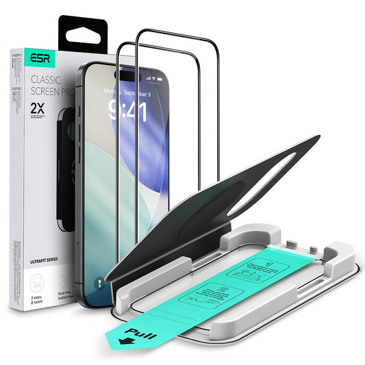 ESR UltraFit Screen Protector for Apple iPhone 17 Air, Tempered Glass, Full Glue, Set of 2 pieces, Black