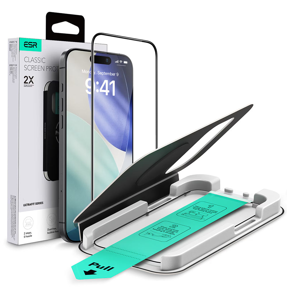 ESR UltraFit Screen Protector for Apple iPhone 17 Pro, Tempered Glass, Full Glue, Black