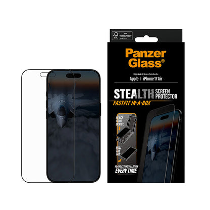 PanzerGlass Ultra-Wide Fit Stealth Fastfit Screen Protector for Apple iPhone 17 Air, Tempered Glass, Full Glue, Black