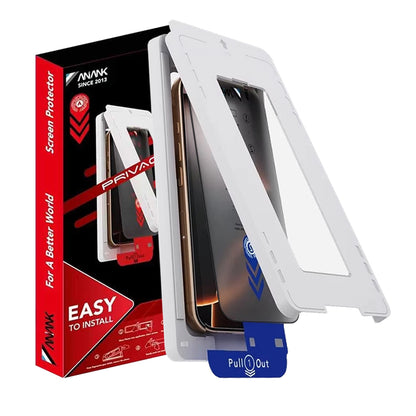 Anank 5X Reinforced Privacy Screen Protector Applicator for Apple iPhone 17 Pro Max, Tempered Glass, Full Glue, 2.5D