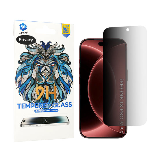 Lito Classic Privacy Screen Protector for Apple iPhone 18 Pro Max, Tempered Glass, Full Glue, 2.5D