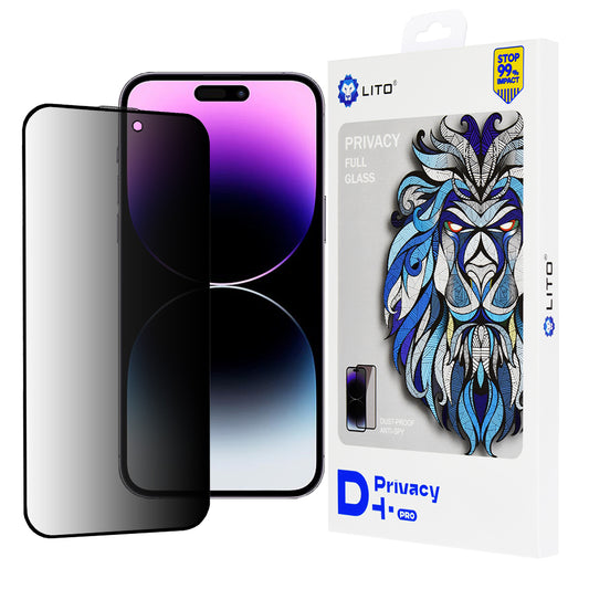 Privacy Screen Protector Film Lito D+ Pro for Apple iPhone 14 Pro Max, Tempered Glass, Full Glue