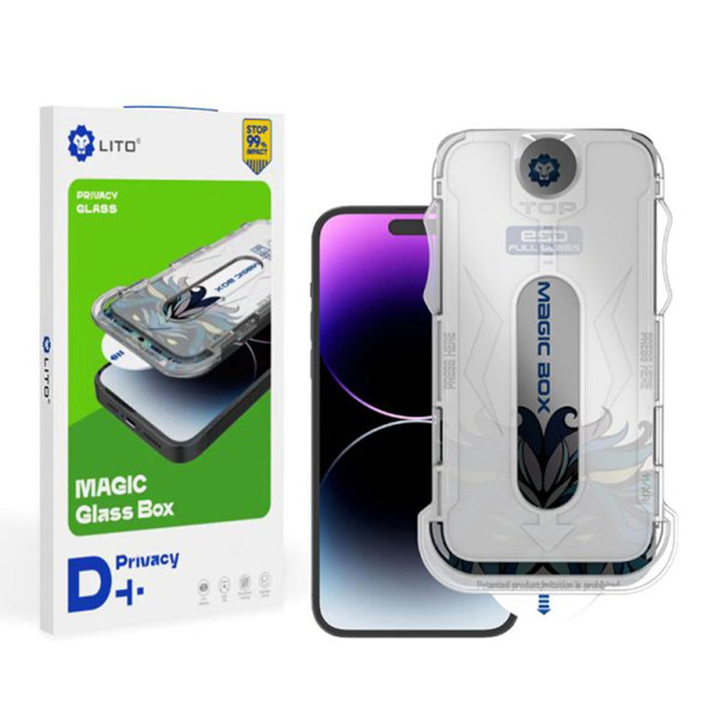 Privacy Screen Protector Lito Magic Glass Box D+ Tools for Apple iPhone 11 / XR, Tempered Glass, Full Glue