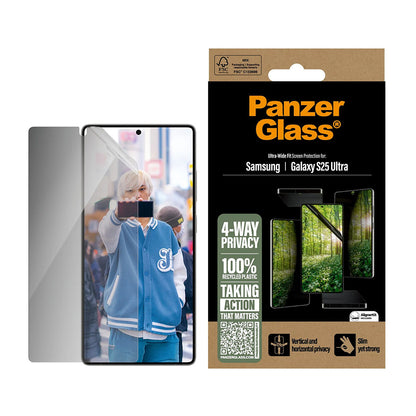 PanzerGlass Ultra-Wide Fit Eco Matrix 4-Way Privacy Screen Protector for Samsung Galaxy S25 Ultra S938, Tempered Glass, Full Glue